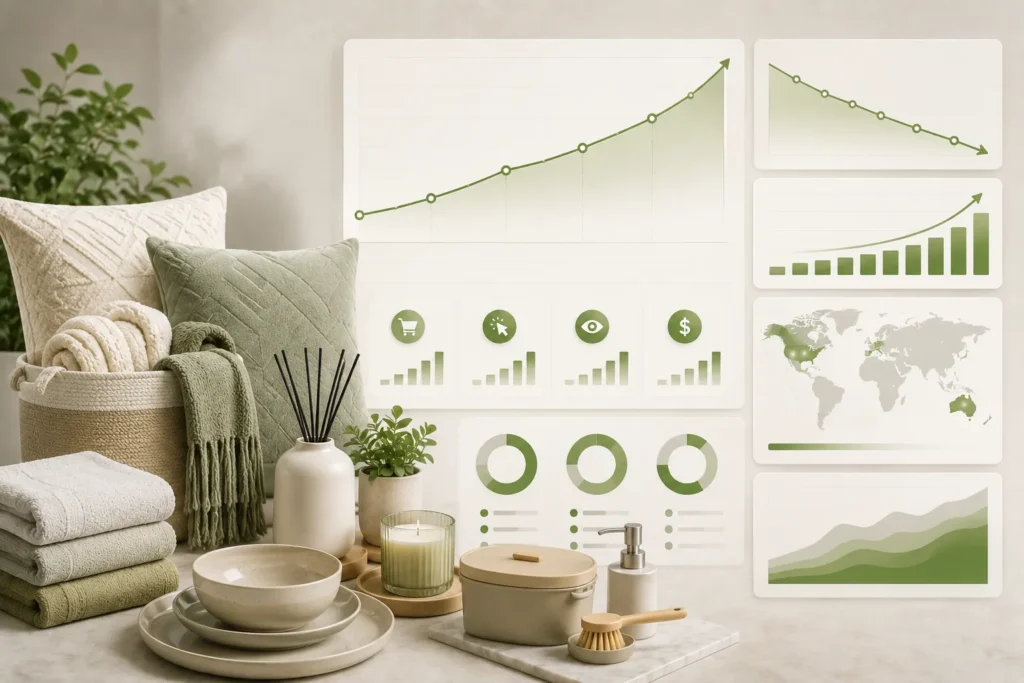 Modern home goods and analytics display